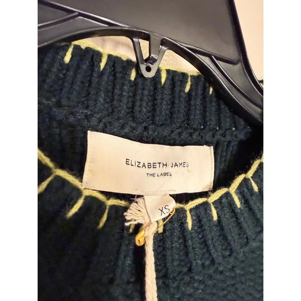 NWT Elizabeth James the Label Green Cheyenne Sweater Sz. XS - Picture 4 of 6
